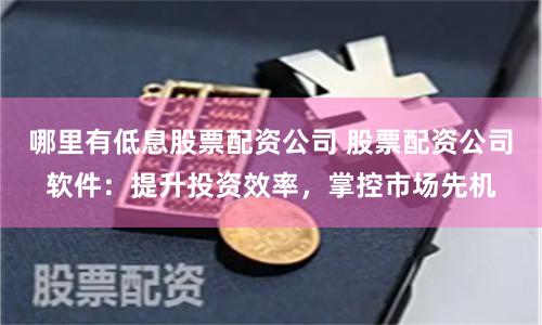 哪里有低息股票配资公司 股票配资公司软件：提升投资效率，掌控市场先机